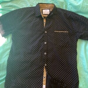 Craft Flow short sleeve Men's Black and Tan Casual Button Down Shirt